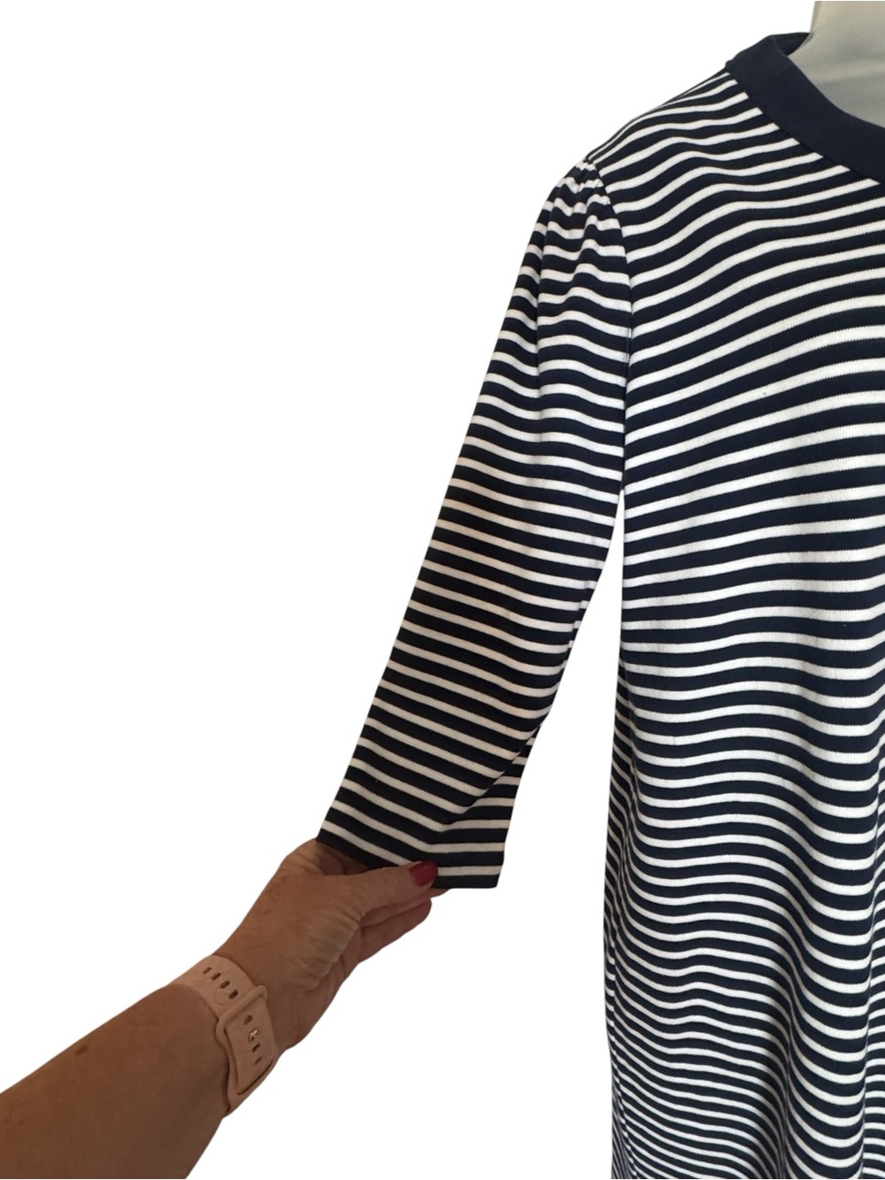 NWT Kim Rogers Navy/ White Striped Casual Summer Dress   MEDIUM    #CL - Picture 3 of 8